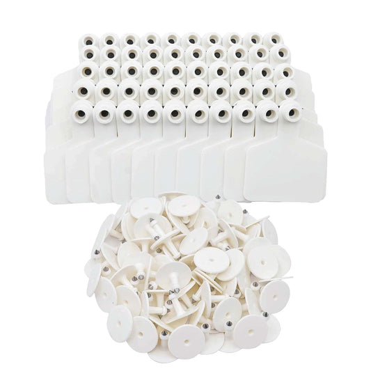 100x Cattle Ear Tags 5x4cm Set - Small White Blank Sheep Pig Livestock Label-0