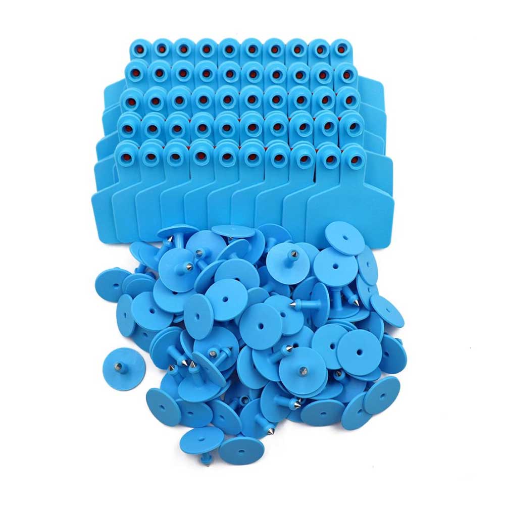 100x Cattle Ear Tags 6x7.5cm Set - Medium Blue Blank Cow Sheep Livestock Label-0