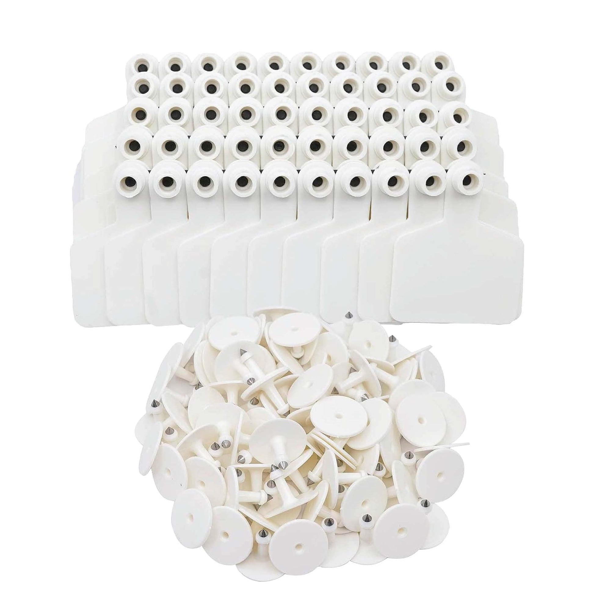 100x Cattle Ear Tags 6x7cm Set - Medium White Blank Cow Sheep Livestock Label-0