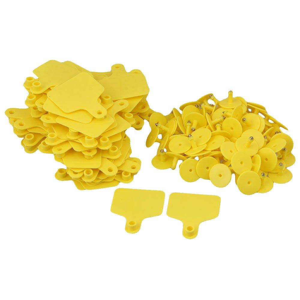 100x Cattle Ear Tags 6x7cm Set - Medium Yellow Blank Cow Sheep Livestock Label-3