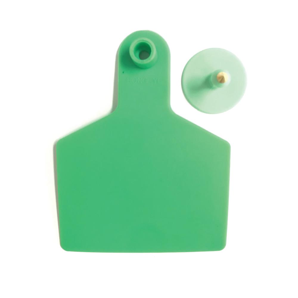 100x Cattle Ear Tags 7.5x10cm Set - XL Green Blank Cow Sheep Livestock Labels-0
