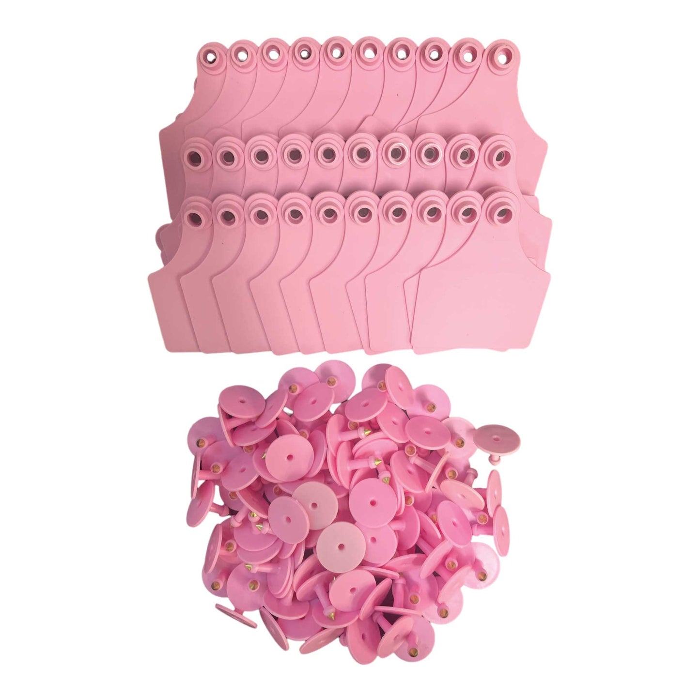 100x Cattle Ear Tags 7x10cm Set - Large Pink Blank Cow Sheep Livestock Label-0