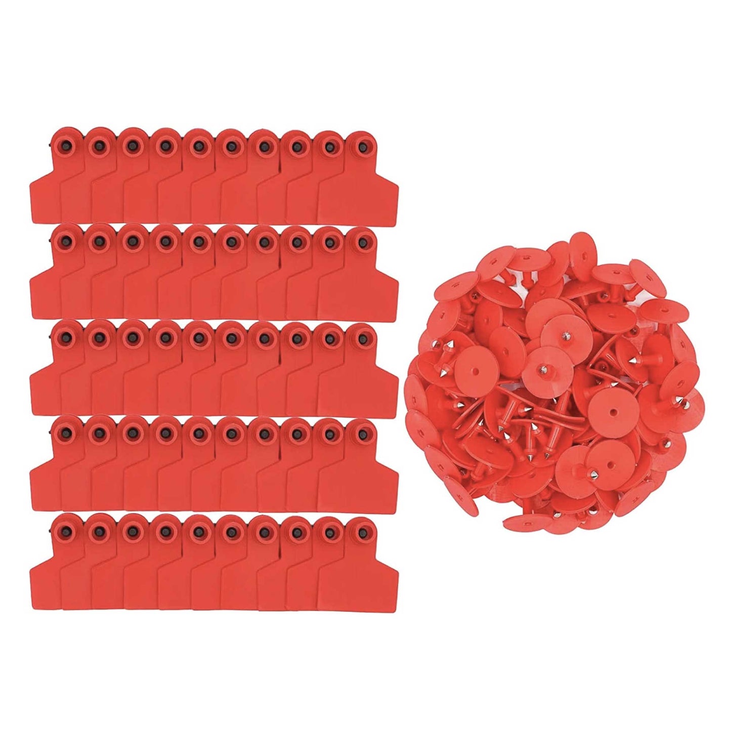 100x Cattle Ear Tags Set - 5x4cm Small Red Blank Cow Pig Sheep Livestock Label-3