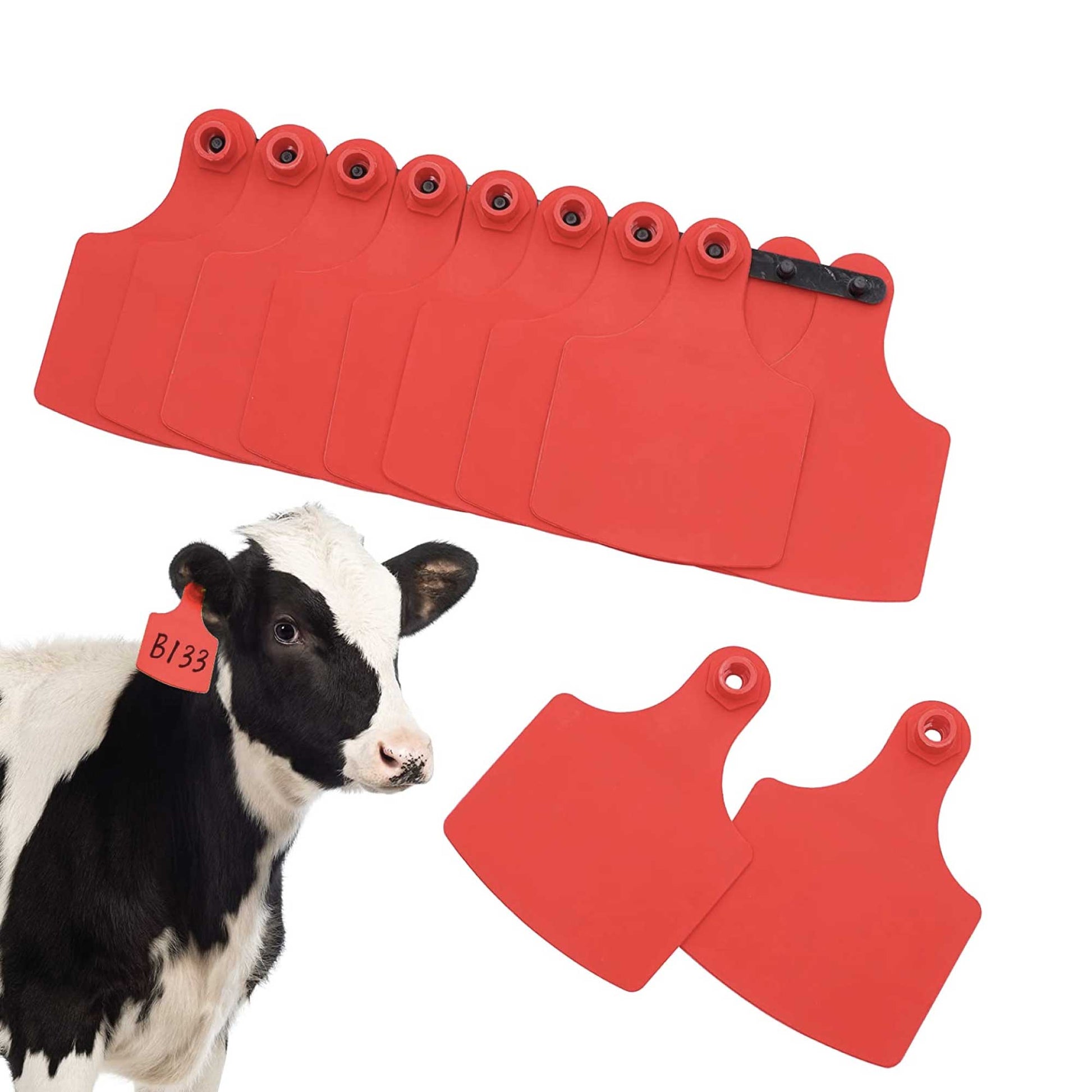 100x Cattle Ear Tags Set - 7.5x10cm XL Red Blank Pig Cow Sheep Livestock Label-2
