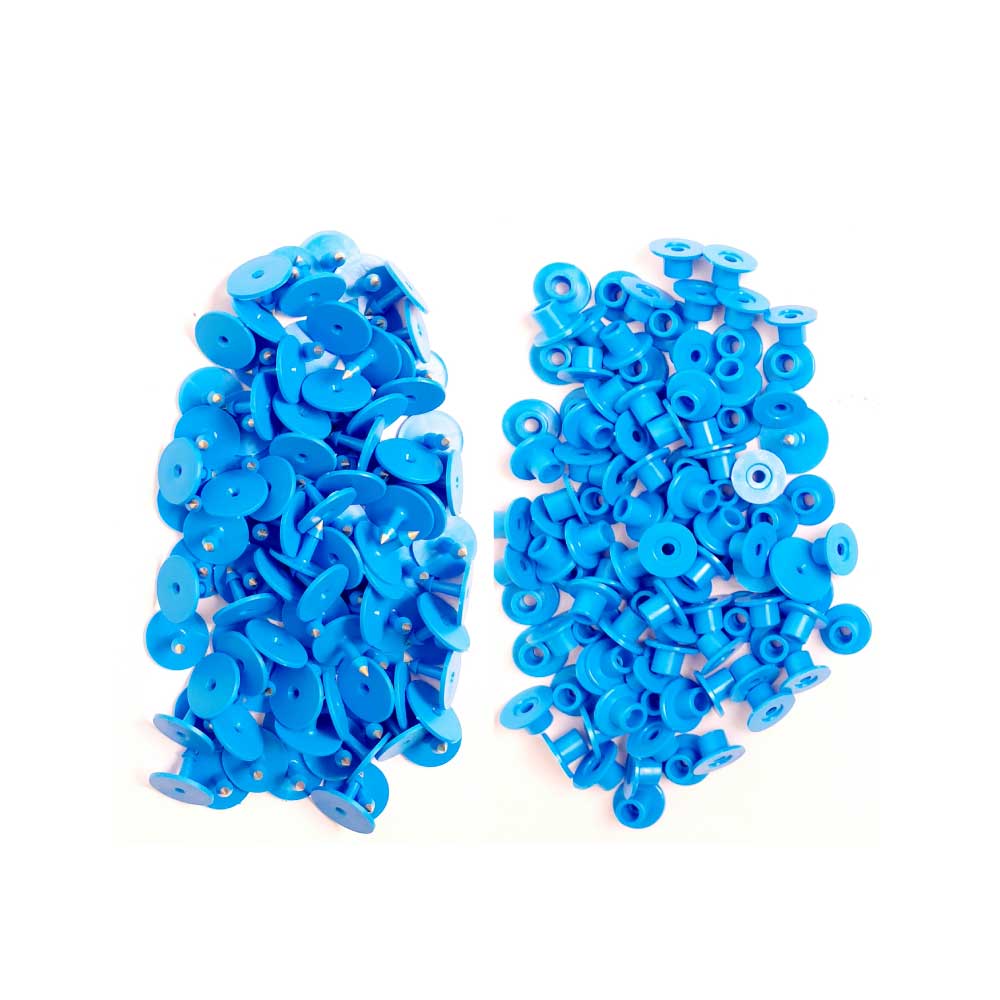 100x Cattle Ear Tags Set - Round Blue Pig Sheep Goat Small Blank Livestock Label-0