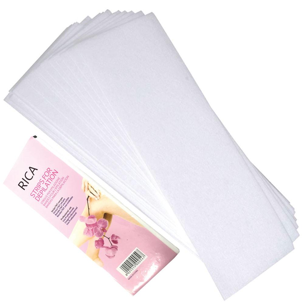 100x Pre-Cut Strips Pack - 70gsm Non Woven Disposable Cut Waxing Papers-0