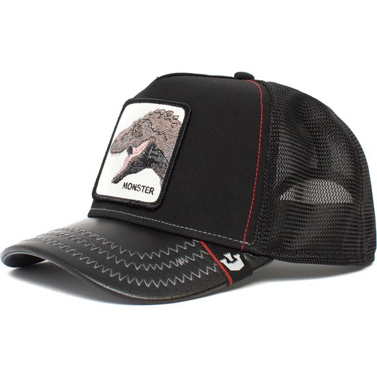 Goorin Brothers Baseball Trucker Cap Hat Snapback Godzilla Dinasaur Tyrant Monster - Black