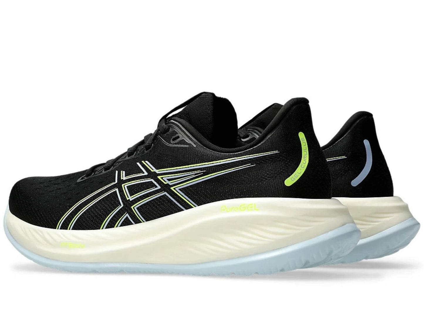 Mens ASICS GEL-Cumulus 26 Running Shoes (2E Wide) in Black/Safety Yellow – Size 8.5-4