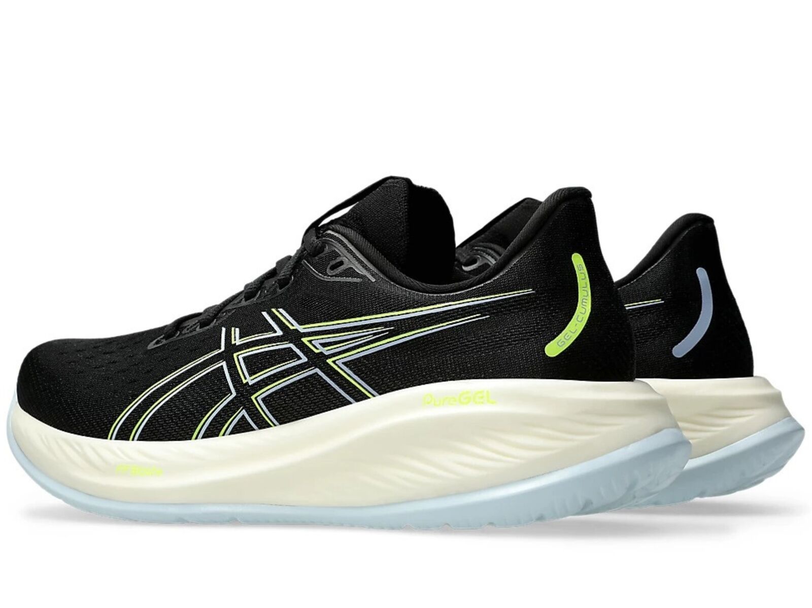 Mens ASICS GEL-Cumulus 26 Running Shoes (2E Wide) in Black/Safety Yellow – Size 8.5-4