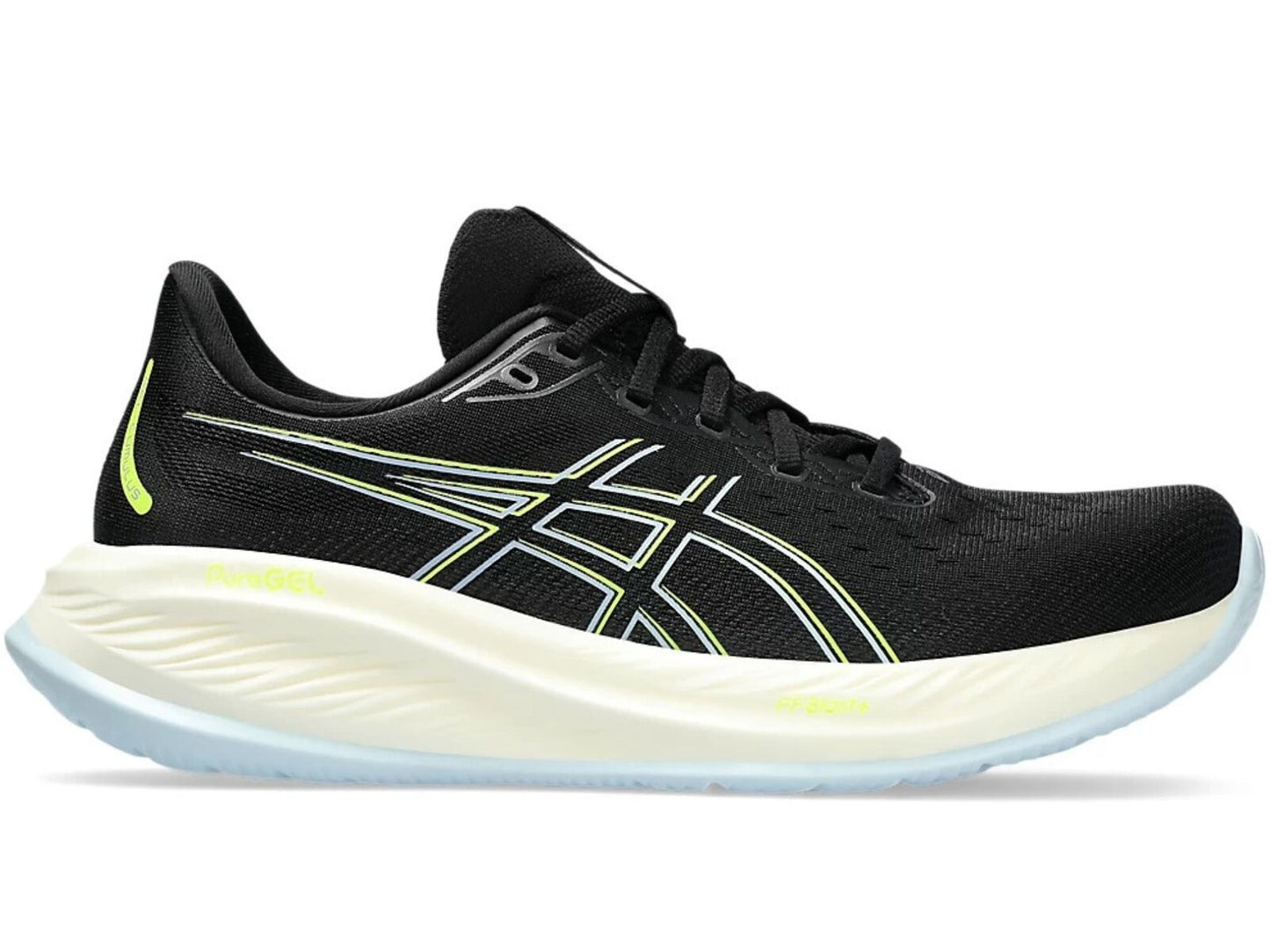 Mens ASICS GEL-Cumulus 26 Running Shoes (2E Wide) in Black/Safety Yellow – Size 8.5-0