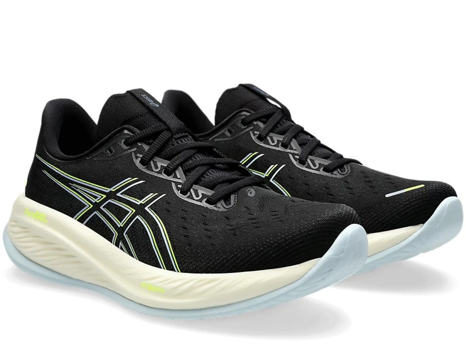 Mens ASICS GEL-Cumulus 26 Running Shoes (2E Wide) in Black/Safety Yellow – Size 8.5-3