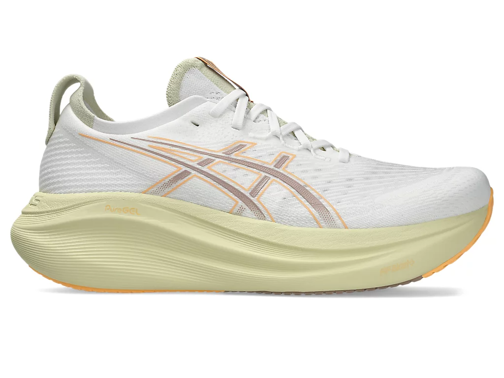 Asics Mens Gel-Nimbus 27 Runners Sneakers in White/Fawn