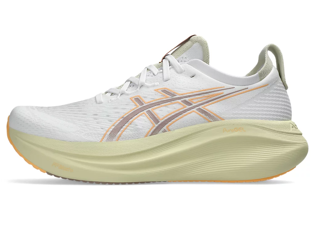 Asics Mens Gel-Nimbus 27 Runners Sneakers in White/Fawn