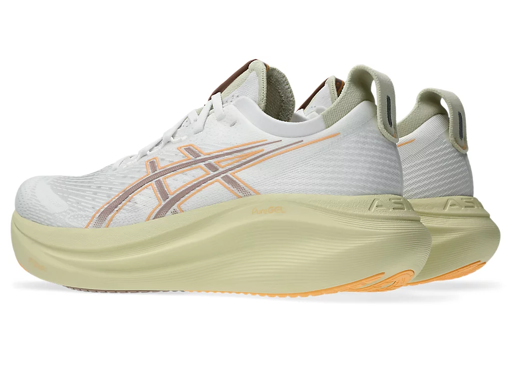 Asics Mens Gel-Nimbus 27 Runners Sneakers in White/Fawn