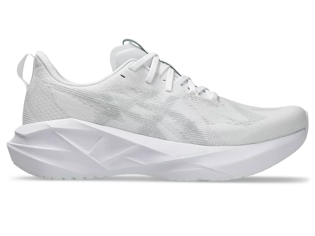 Asics Mens Novablast 5 Sneakers Runners Shoes in White/Piedmont Grey