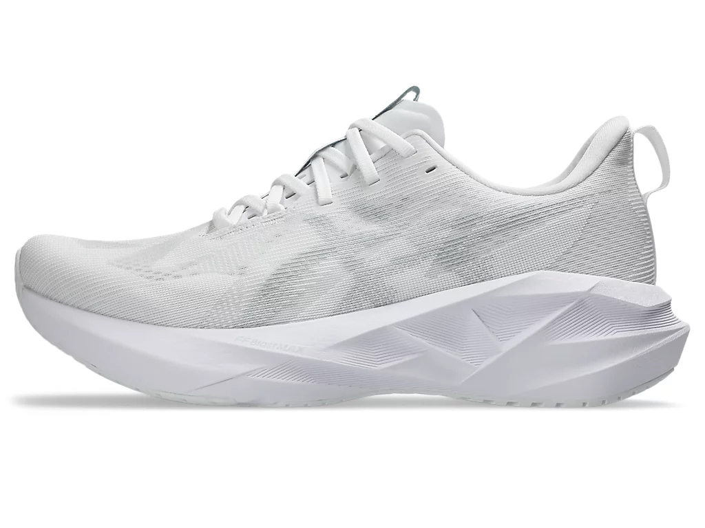 Asics Mens Novablast 5 Sneakers Runners Shoes in White/Piedmont Grey