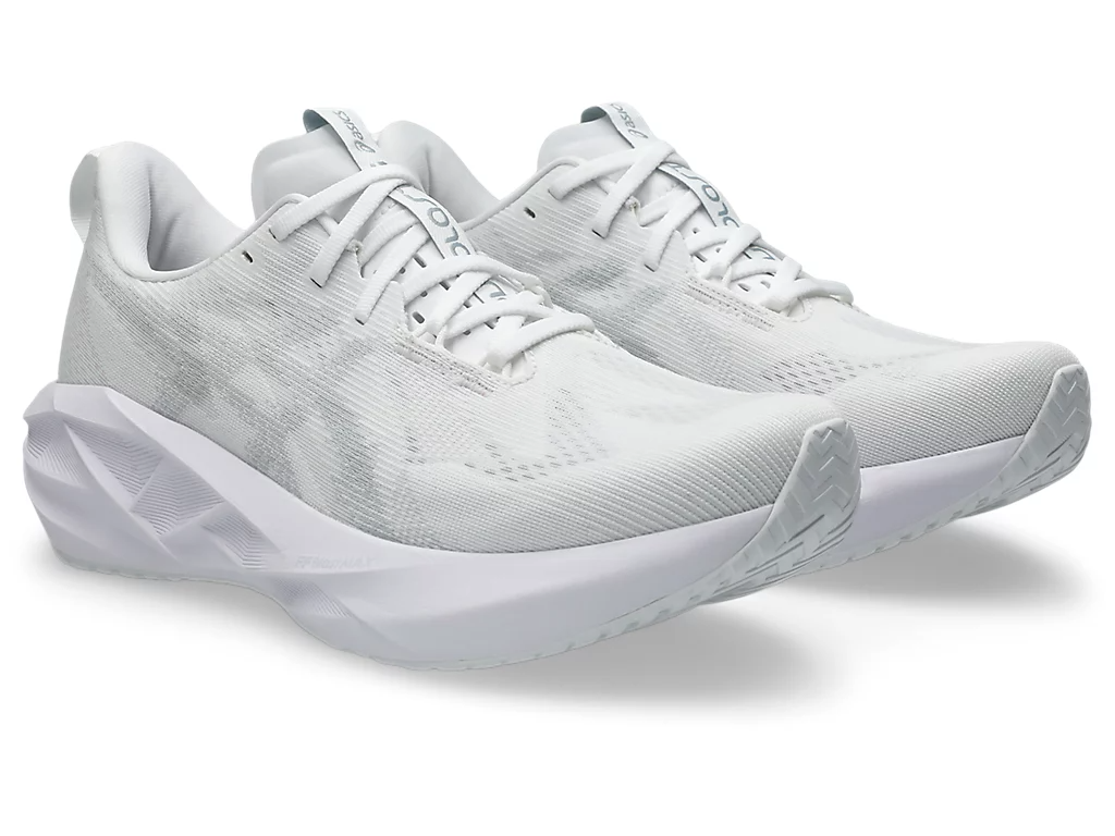 Asics Mens Novablast 5 Sneakers Runners Shoes in White/Piedmont Grey