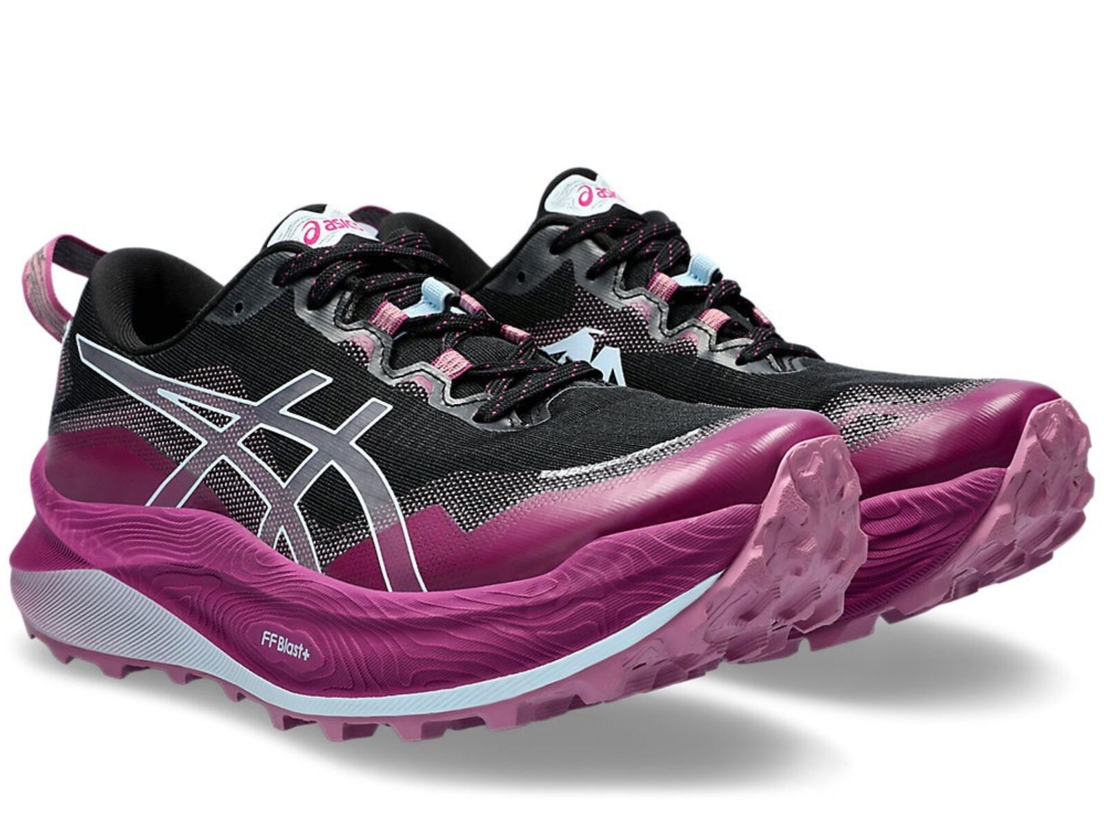 Womens ASICS Trabuco Max 3 Trail Running Shoes in Black/Light Blue – Size 8-4
