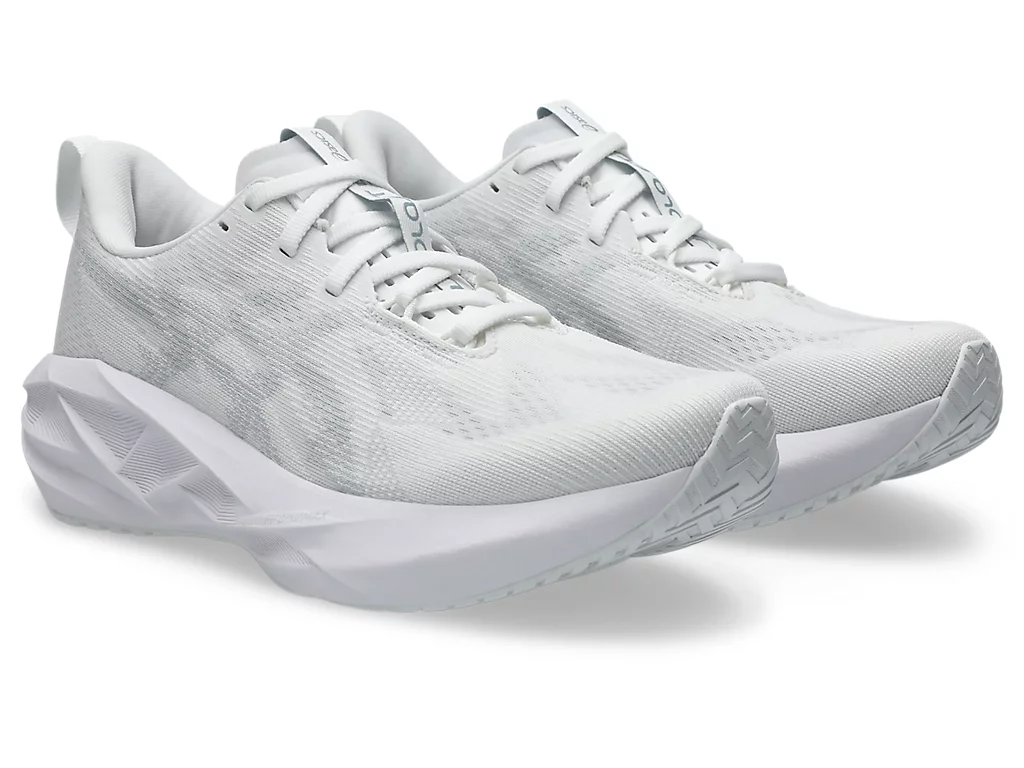 Asics Womens Novablast 5 Runners Sneakers Shoes in White/Piedmont Grey