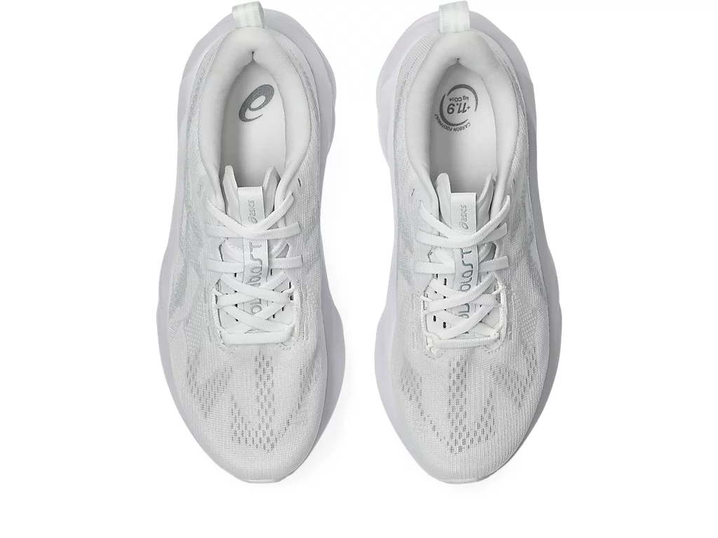 Asics Womens Novablast 5 Runners Sneakers Shoes in White/Piedmont Grey