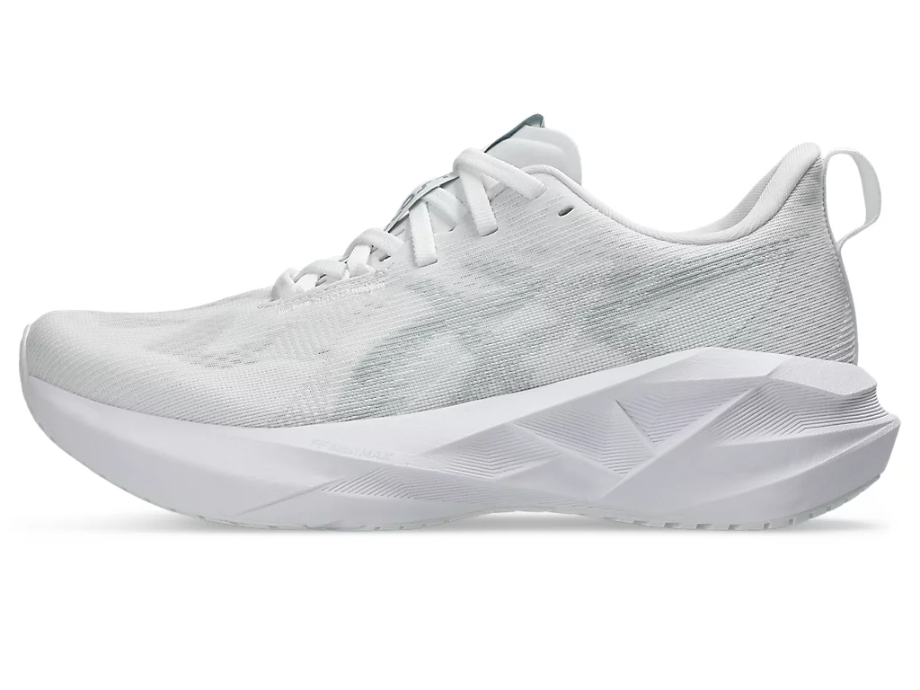 Asics Womens Novablast 5 Runners Sneakers Shoes in White/Piedmont Grey