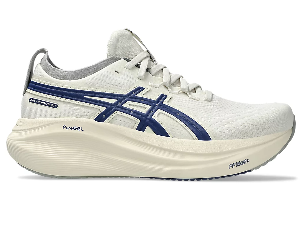 Asics Womens Gel-Nimbus 27 ATC Sneakers Runners Shoes in Birch/Indigo Blue