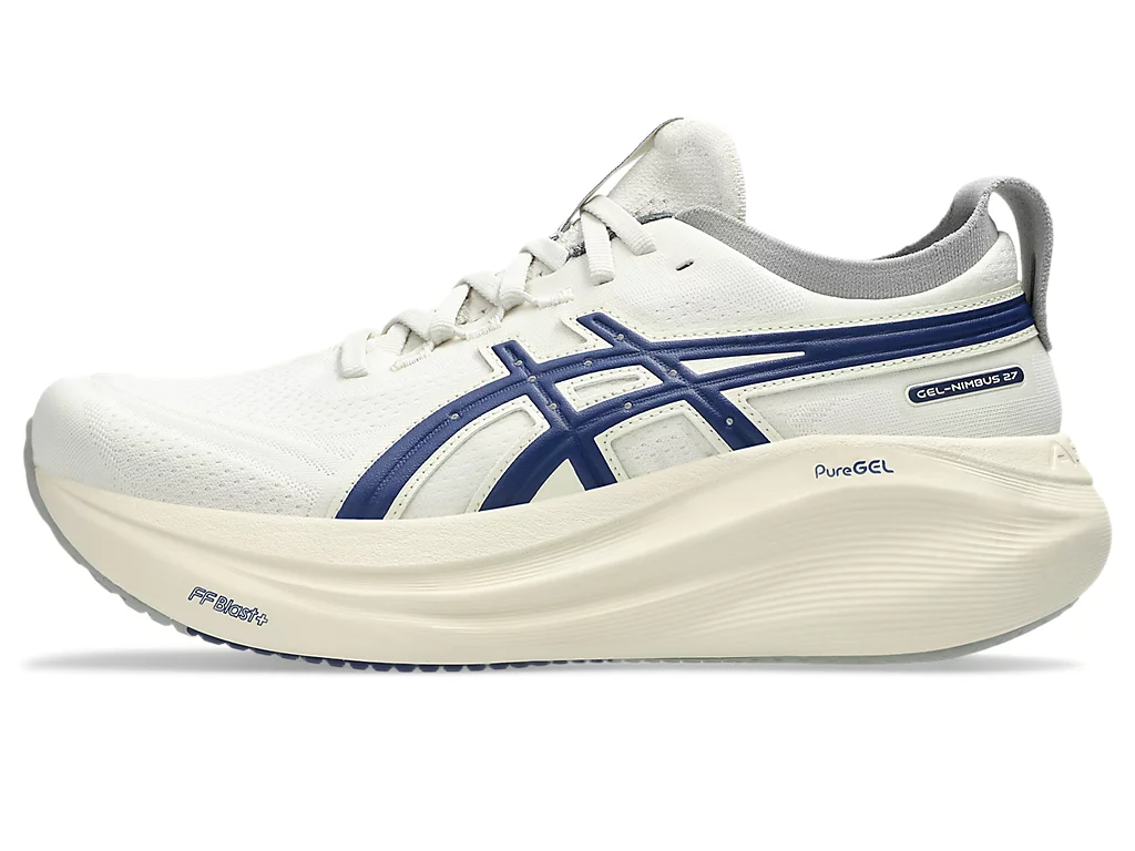 Asics Womens Gel-Nimbus 27 ATC Sneakers Runners Shoes in Birch/Indigo Blue