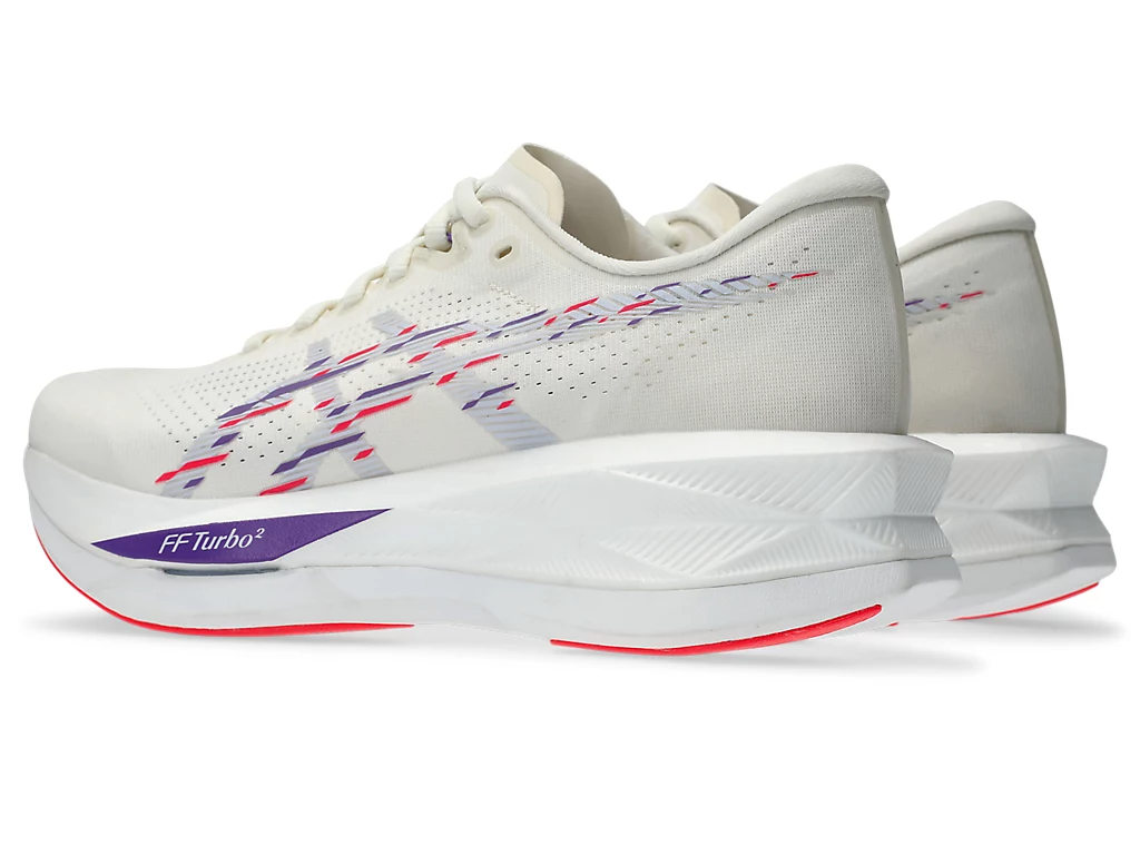 Asics Womens Sonicblast Running Sneakers Shoes Runners in Cream/Blue Fade