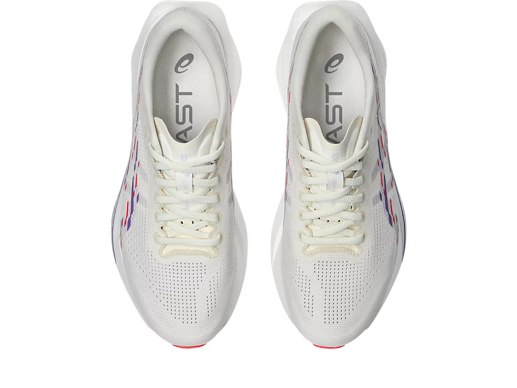 Asics Womens Sonicblast Running Sneakers Shoes Runners in Cream/Blue Fade
