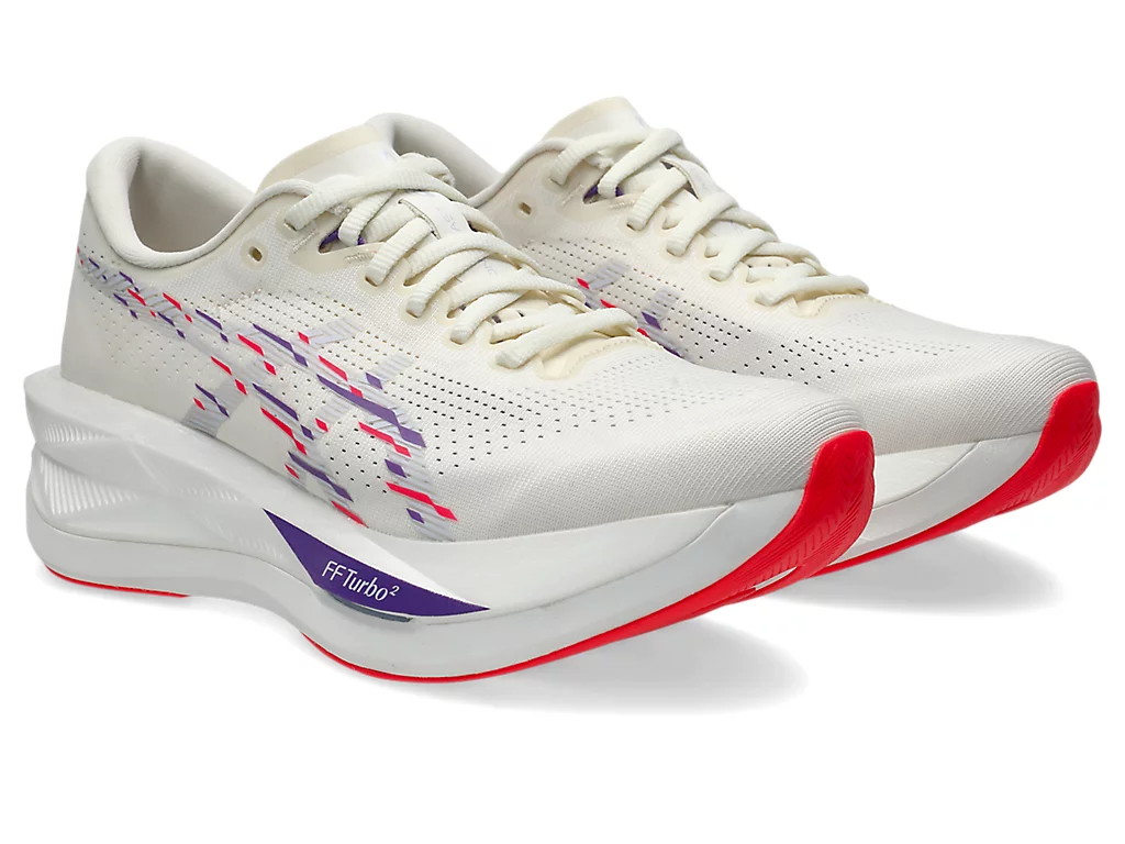 Asics Womens Sonicblast Running Sneakers Shoes Runners in Cream/Blue Fade