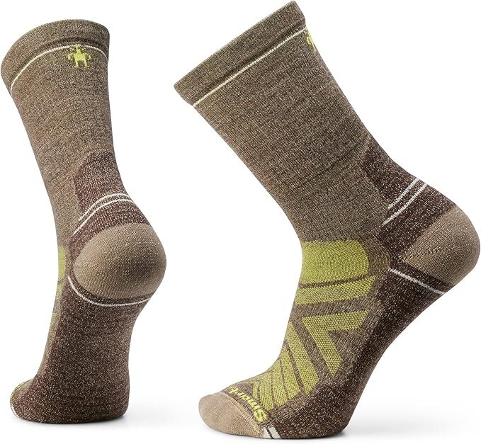 Smartwool Mens Merino Wool Blend Hike Light Cushion Crew Socks in Military Olive-1