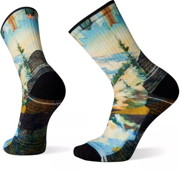 Smartwool Hike Light Cushion Mountain Print Crew Socks in Mist Blue - XL-0