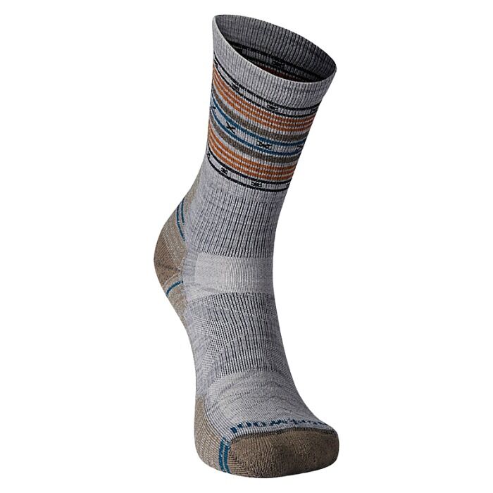 SmartWool Hike Light Cushion Spiked Stripe Crew Socks in Light Gray - Large-2