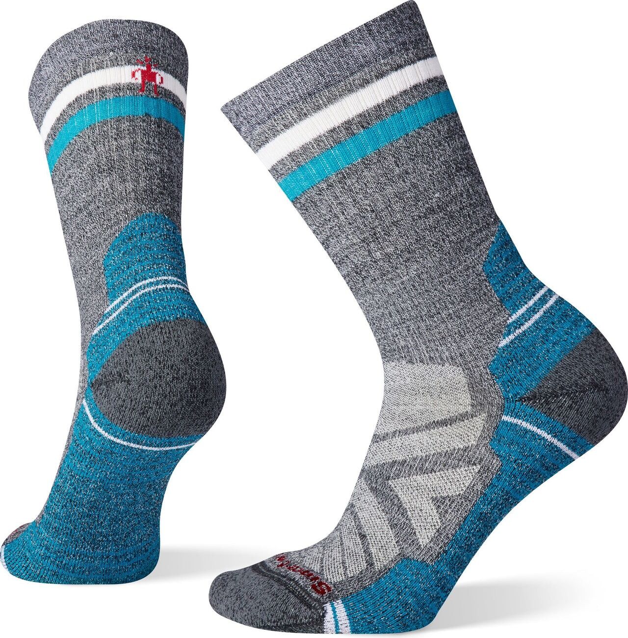 Smartwool Womens Hike Light Cushion Tube Stripe Crew Socks in Charcoal Light Grey -  L-1
