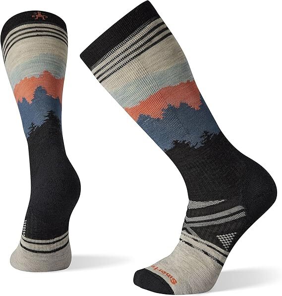 Smartwool PhD Ski Alpenglow Pattern Merino Wool Socks - Ash/Charcoal-0