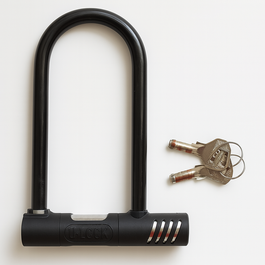 Heavy Duty Keyed Bicycle U Lock 13x20cm - Assorted Colours-0