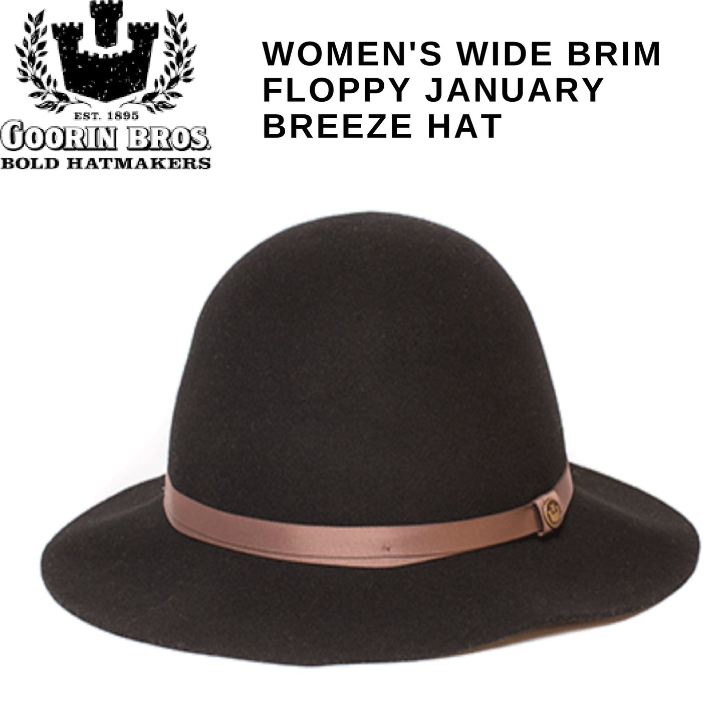 Goorin Brothers Womens Wide Brim Floppy January Breeze Hat - Black-1