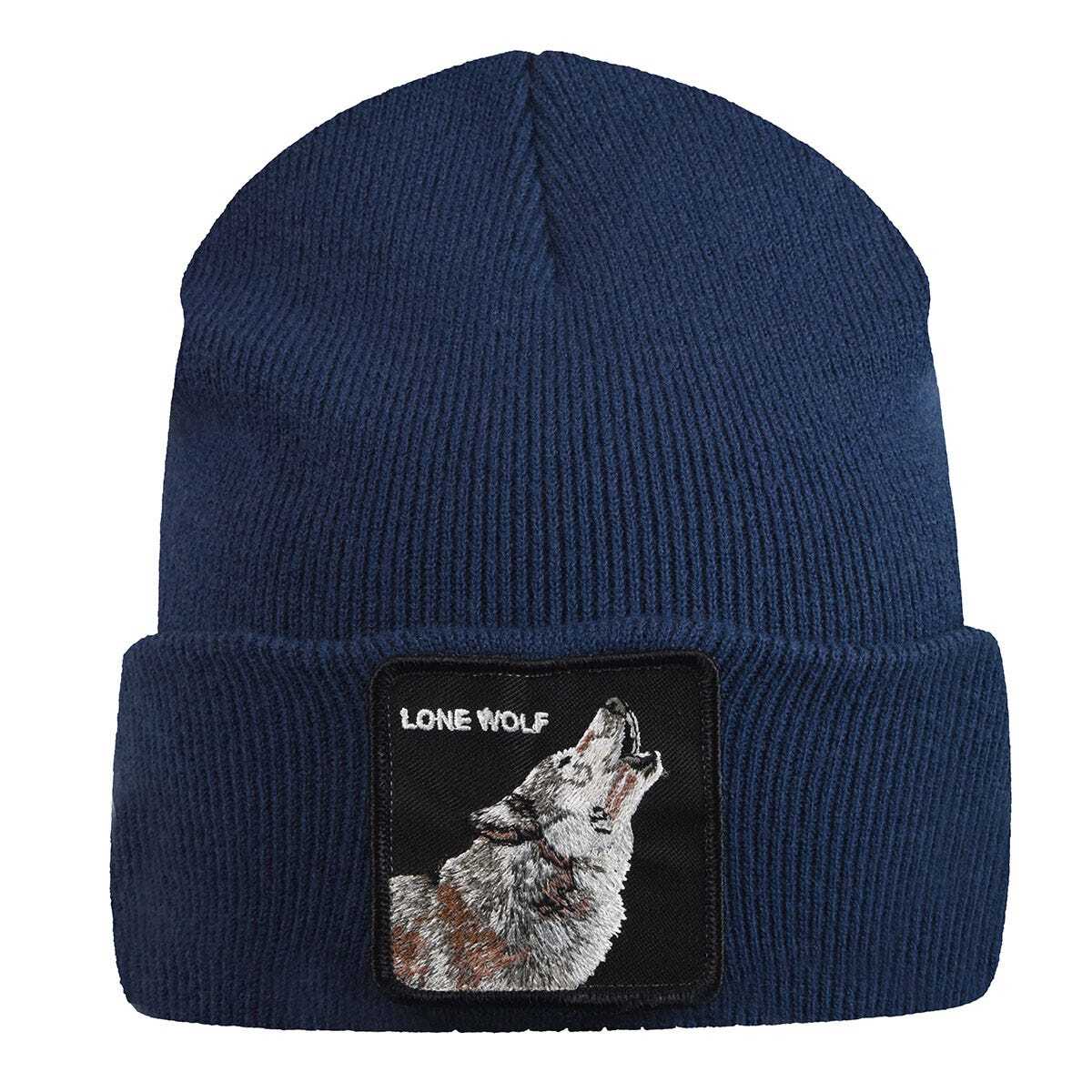 Goorin Wolf Man Beanie Hat Warm Winter Ski Animal Series Lone Wolf - Navy-1