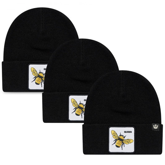3x Goorin Buzzed Beanie Hat Warm Winter Ski Animal Series - Black-0
