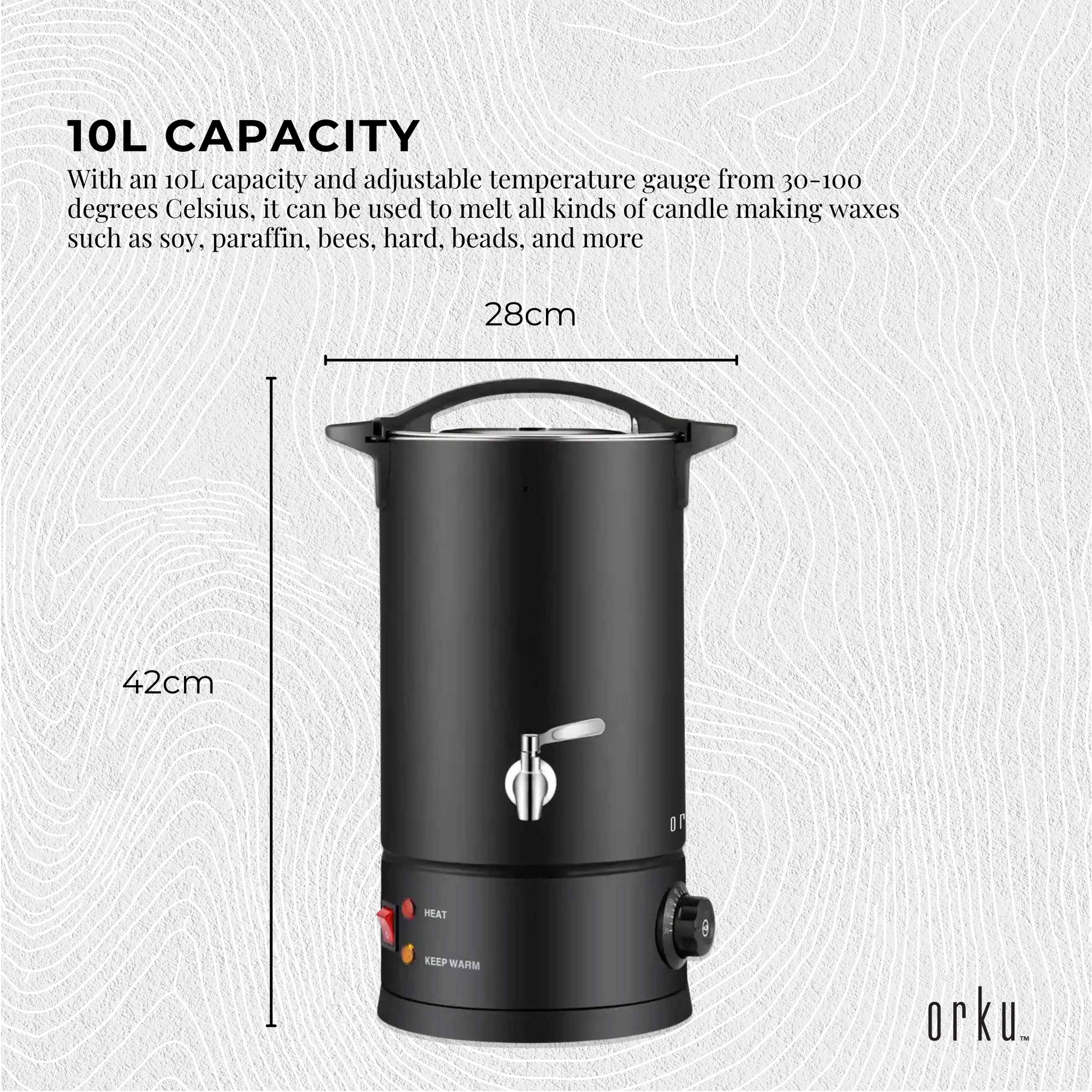 10L Candle Wax Heater Black With Tap - Soy Wax Melter Candle Making Pot-2