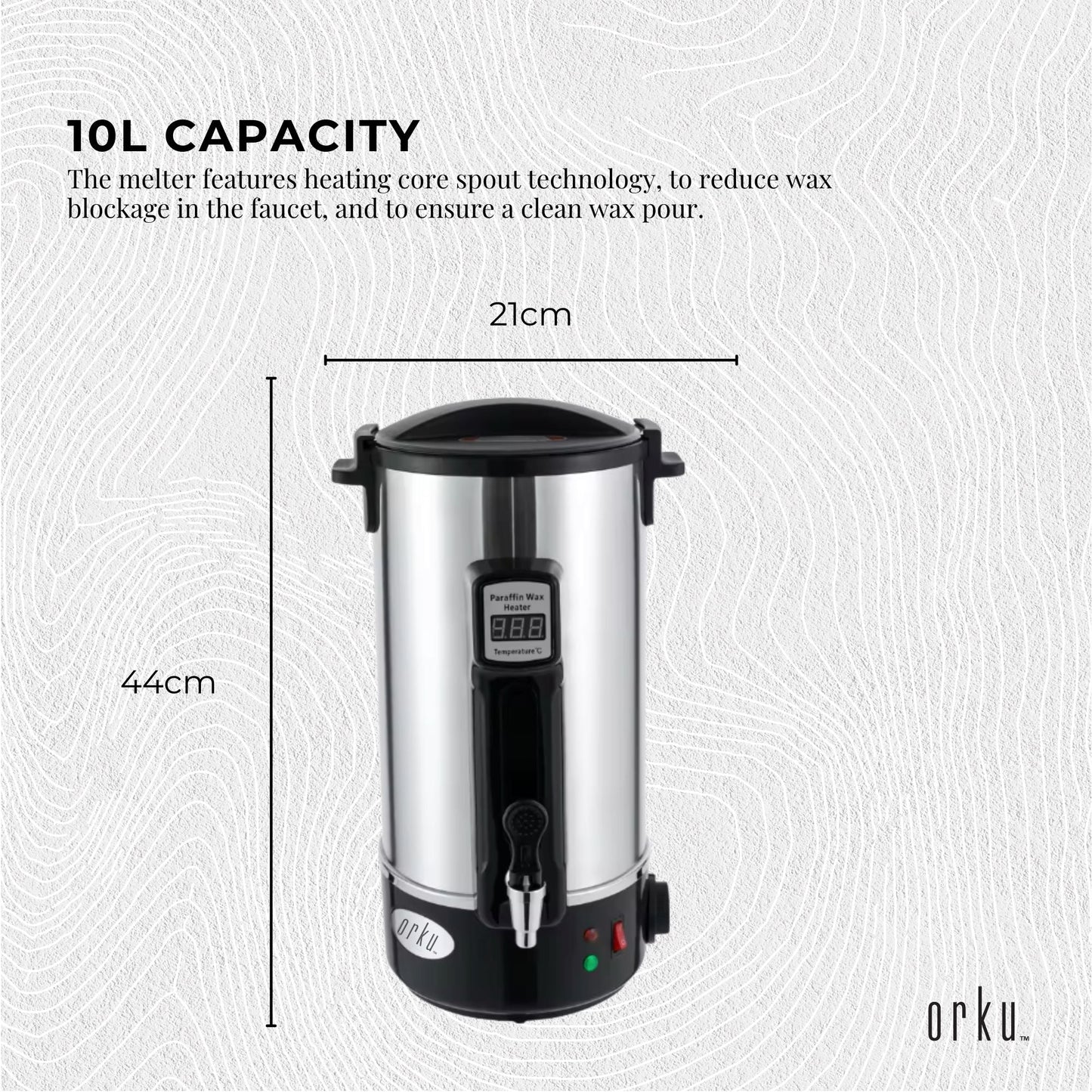 10L Orku Candle Wax Heater With Core Heating Tap - Electric Warmer Melter Pot-2