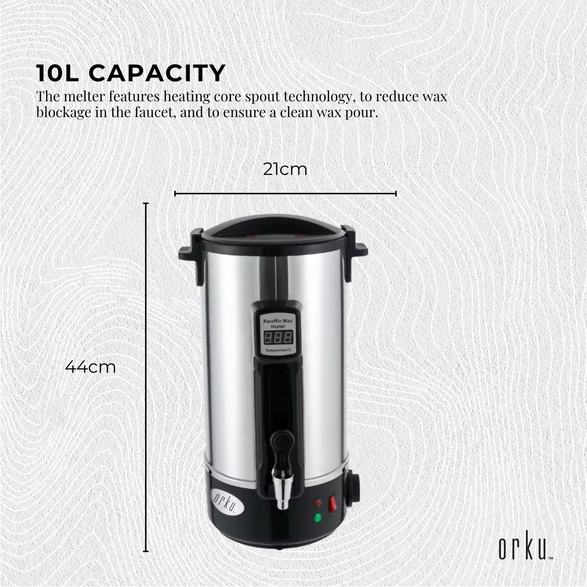 10L Orku Candle Wax Heater With Core Heating Tap - Electric Warmer Melter Pot-2