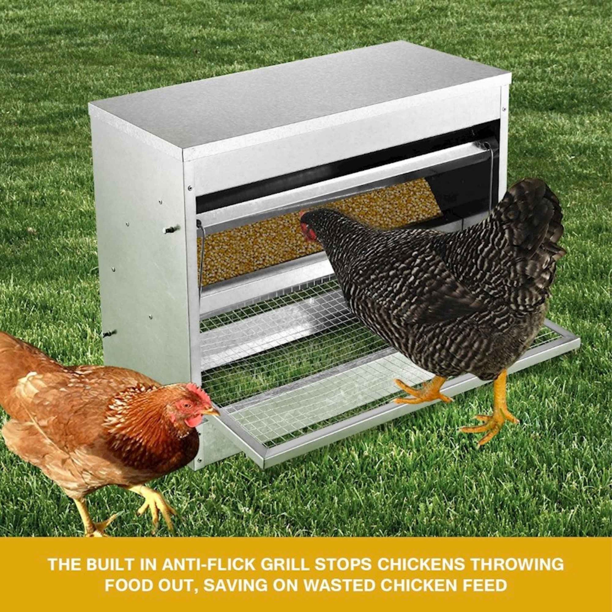 10kg Automatic Chook Chicken Feeder Poultry Auto Treadle Galvanised Metal Coop-2