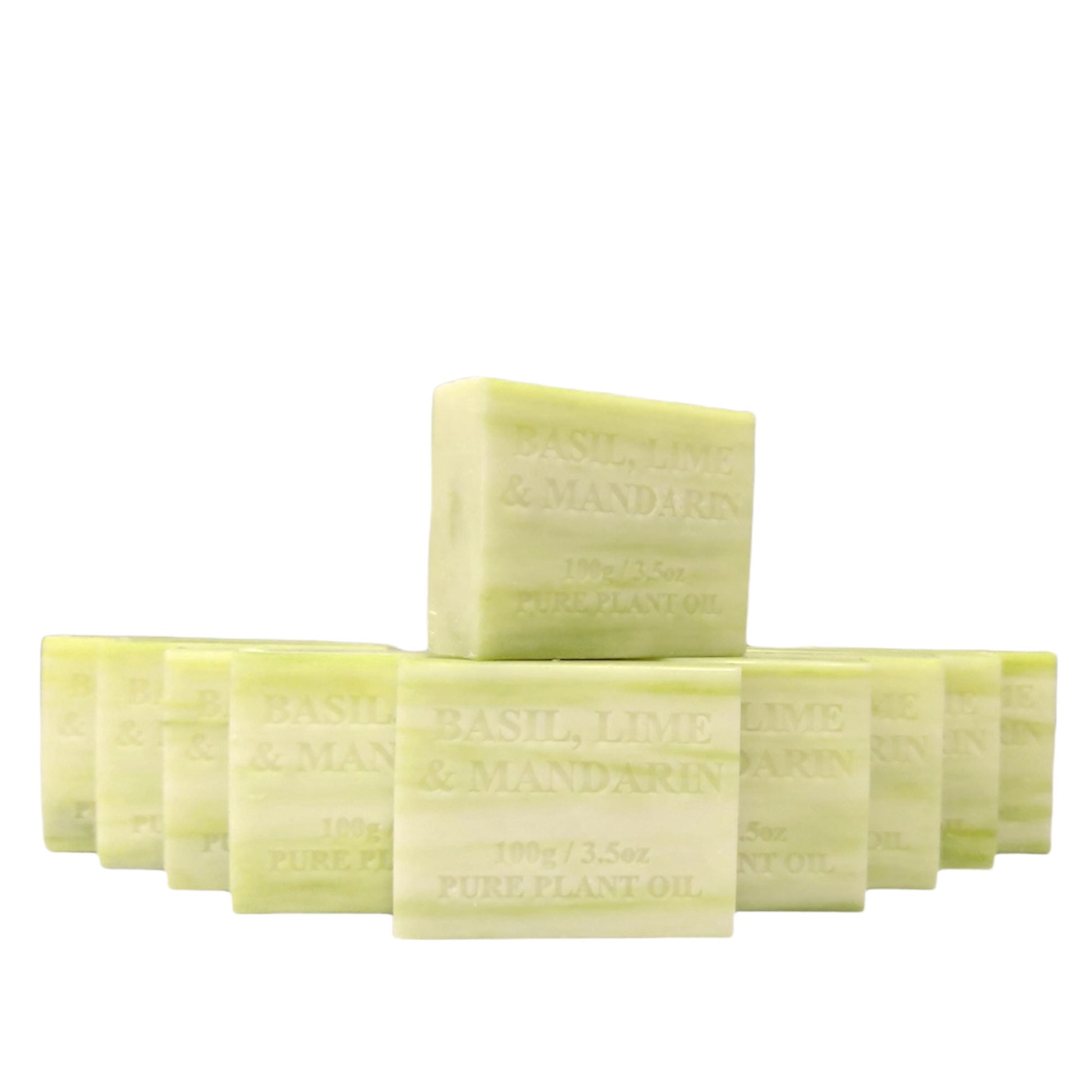 10x 100g Plant Oil Soap Basil Lime Mandarin Scent Pure Natural Vegetable Base Bar-0