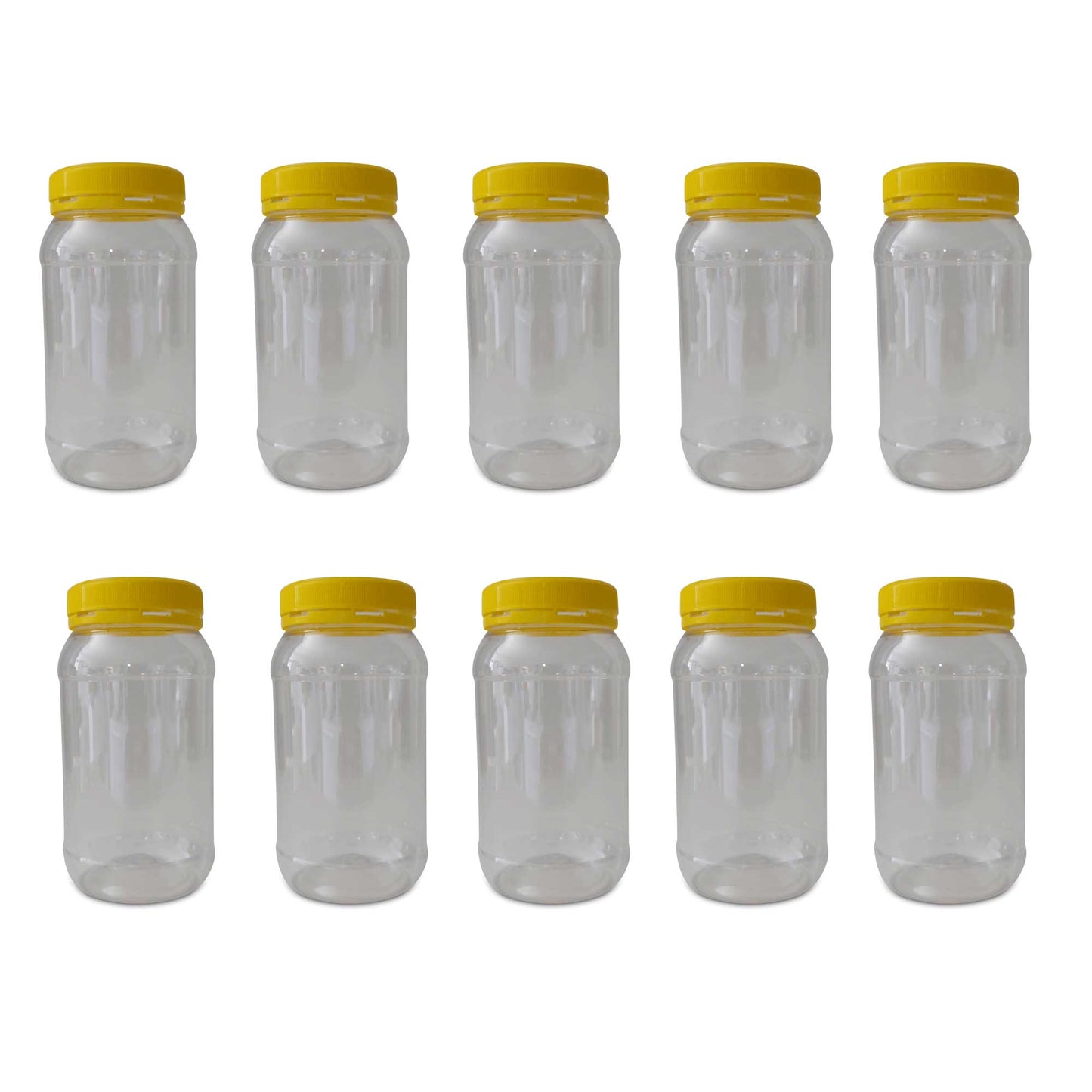 10x 1Kg Plastic Honey Jars + Lids - Round Clear Food Grade Packaging Containers-0