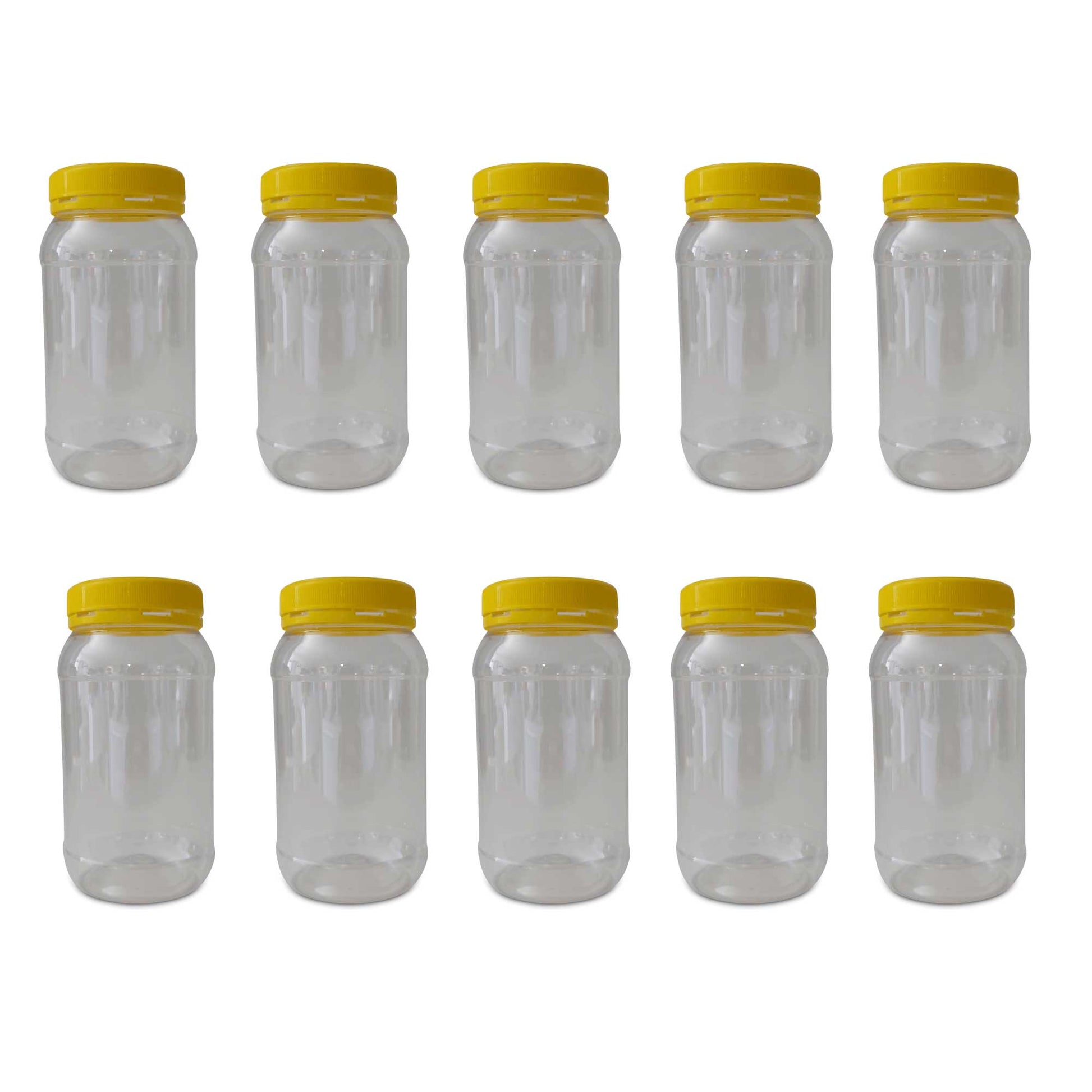 10x 1Kg Plastic Honey Jars + Lids - Round Clear Food Grade Packaging Containers-0