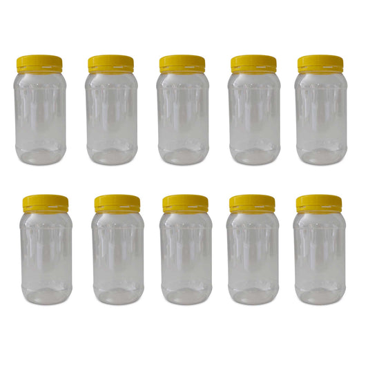 10x 1Kg Plastic Honey Jars + Lids - Round Clear Food Grade Packaging Containers-0