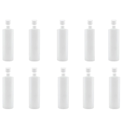 10x 1L Clear HDPE Round Bottle + 28/410 Caps - Empty Plastic Food Storage-0