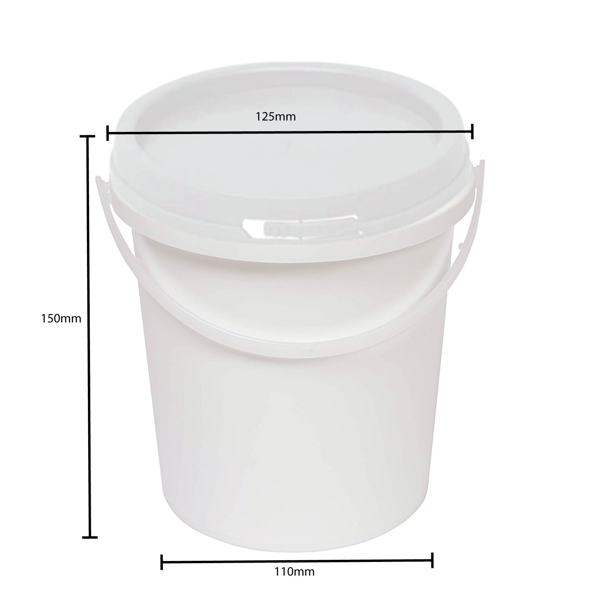 10x 1.2L Plastic Buckets + Lids - Food Grade Empty White Tub With Handle-1