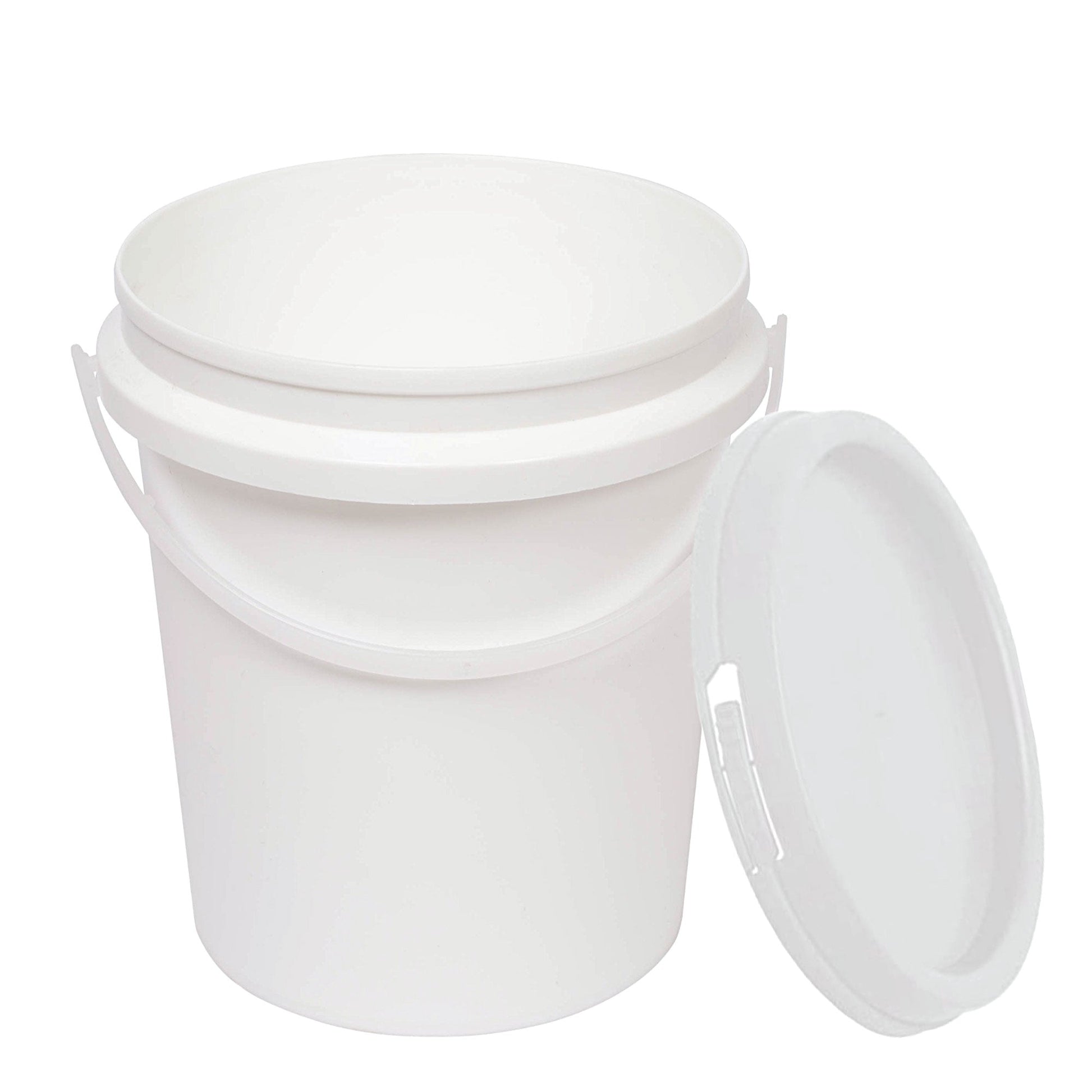 10x 1.2L Plastic Buckets + Lids - Food Grade Empty White Tub With Handle-2